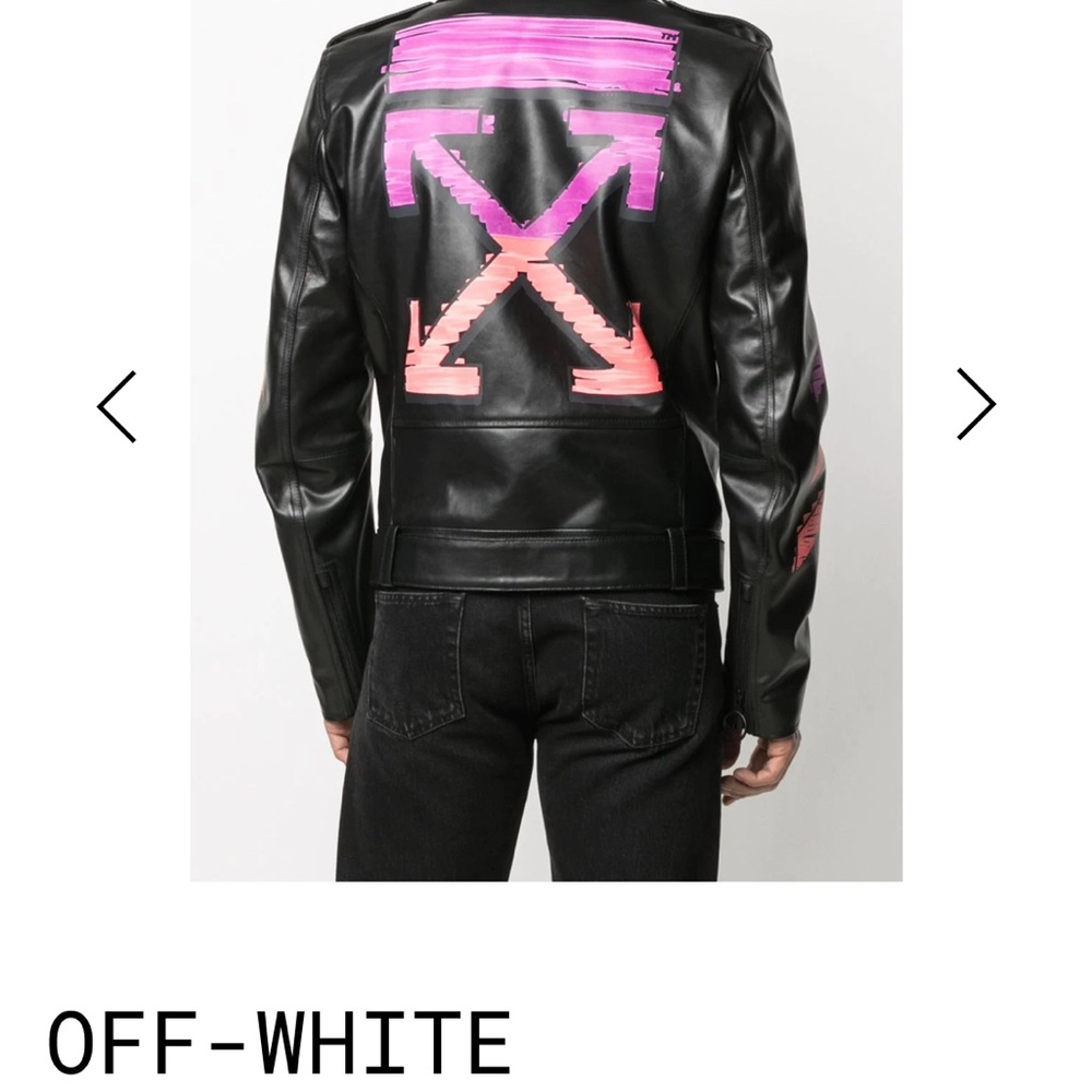 Off-White Black and Pink Biker Jacket FITS US L/XL (is Italian xxl)
